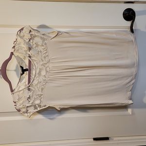 Ivory Banana Republic lace detail top